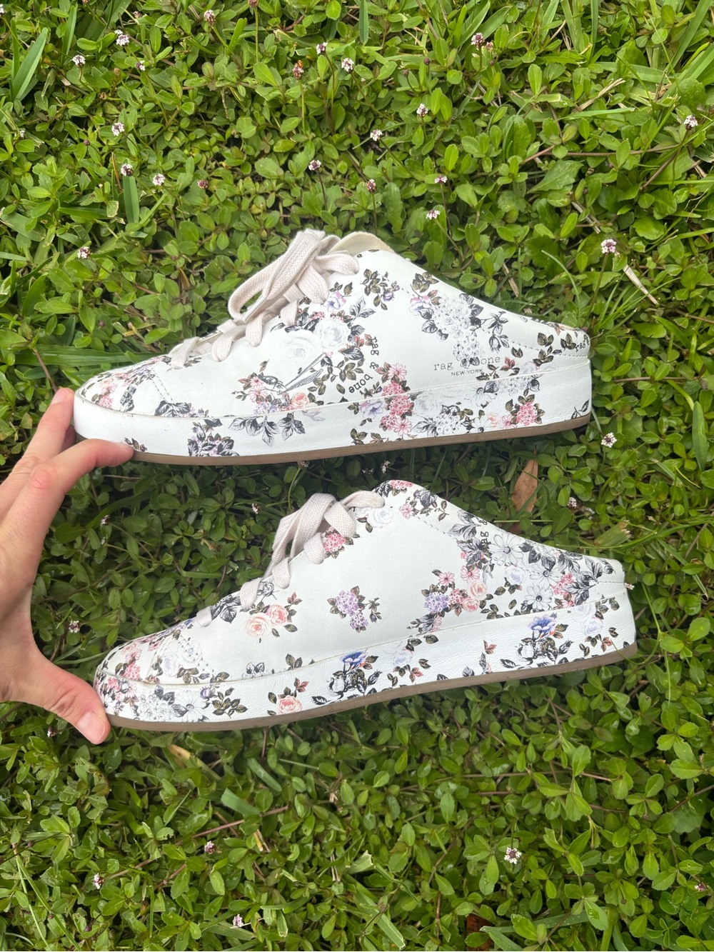 Rag and Bone White Floral Lace-Up Women’s Sneakers